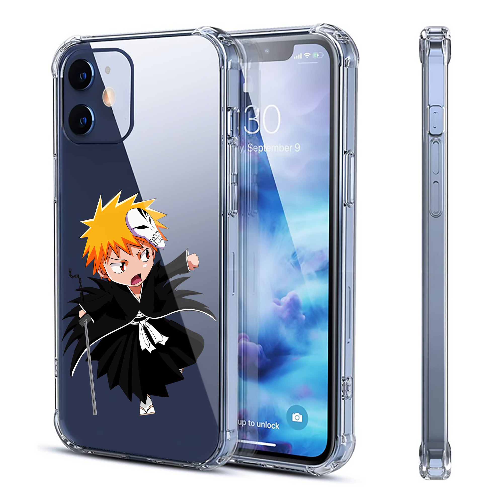 ブリーチ 黒崎一護（くろさき いちご）BLEACH Kurosaki Ichigo 【iPhone 12シリーズ対応】透明スマホケース（クリアソフトケース）